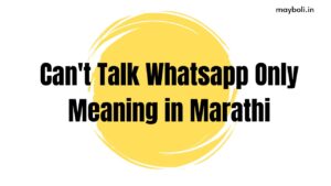 Can't Talk Whatsapp Only Meaning in Marathi