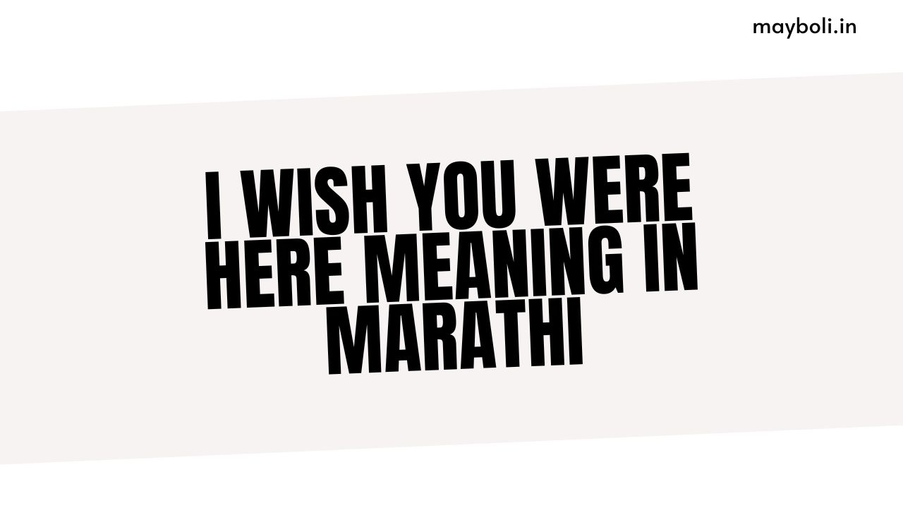 I Wish You Were Here Meaning in Marathi