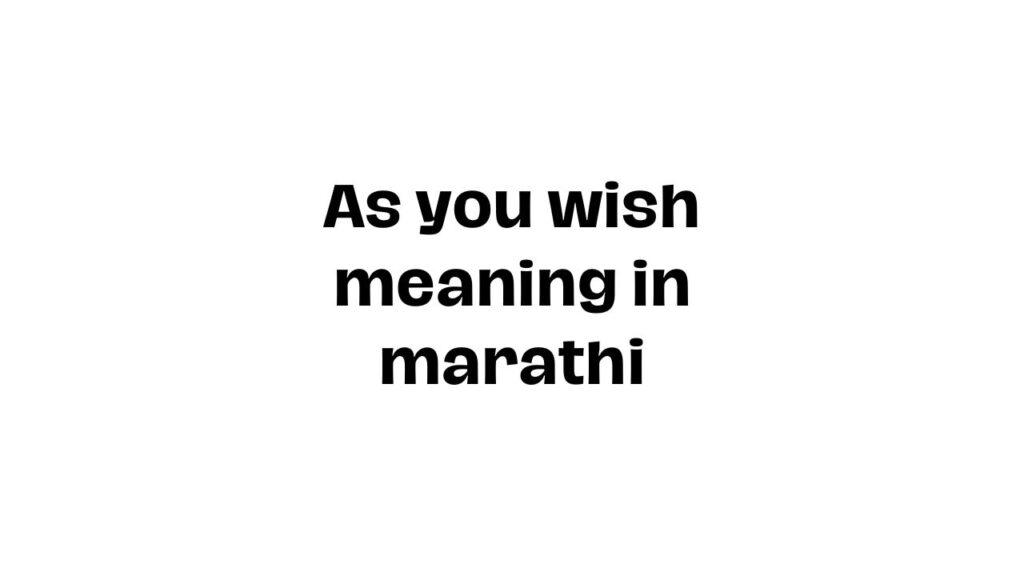 As you wish meaning in marathi